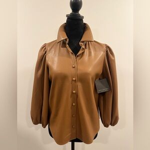 NWT‼️Marc New York Vegan Leather Blouse -Caramel XS